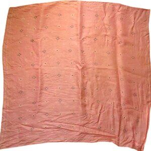 TRUE VTG 20s 30s 32x32" SILK/RAYON PINK DECO PRINT Rolled Edge scarf